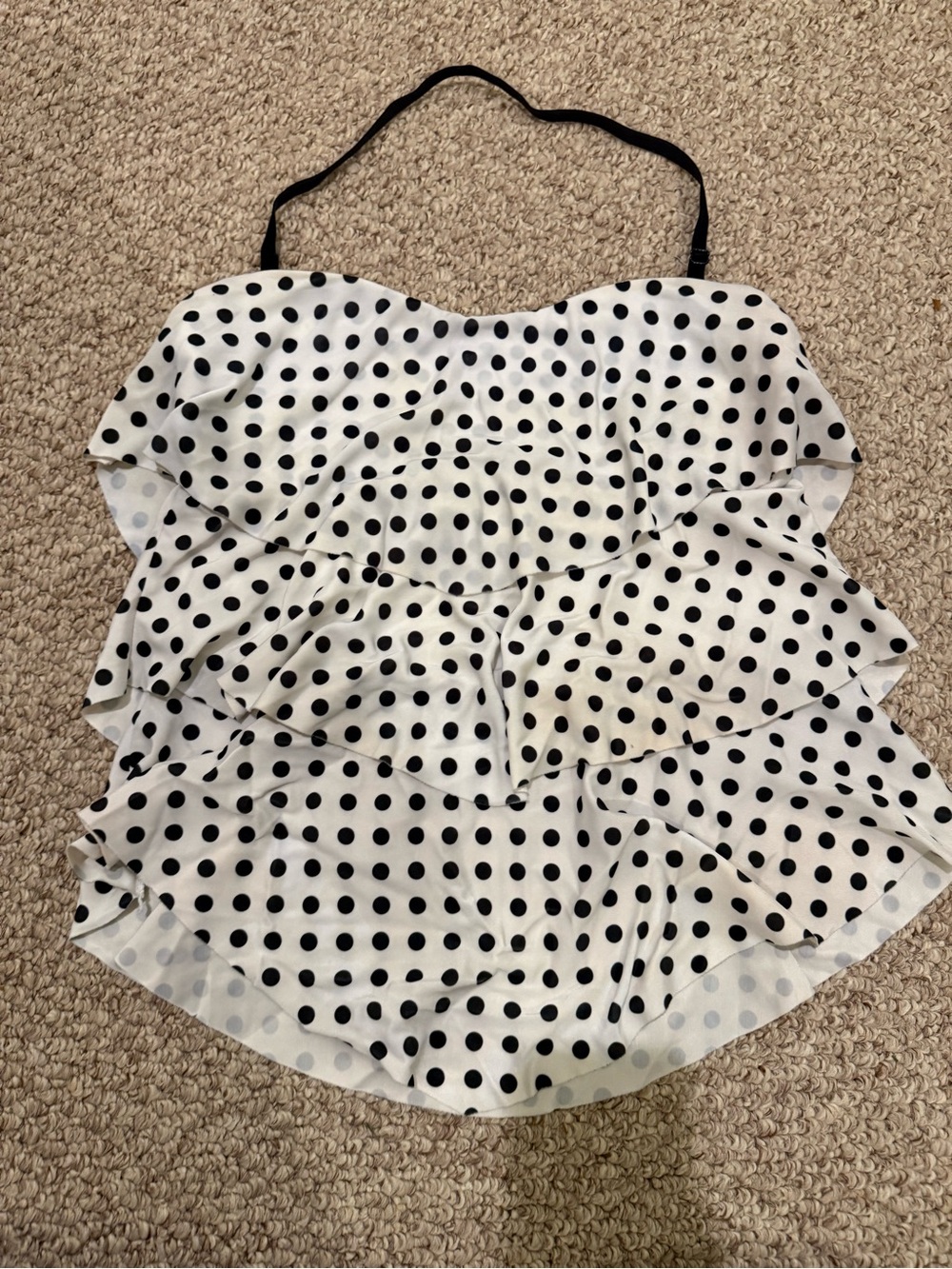 Polka Dot Ruffle Strapless Tankini Top